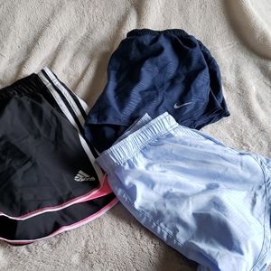 Nike Adidas M running shorts 3 pairs lot